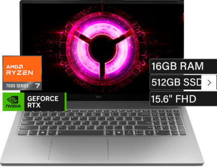 Lenovo LOQ 15ARP10E 83S0001LLM 15.6" FHD (1920x1080) IPS 300nits Anti-glare, 100% sRGB, 144Hz, FreeSync™AMD R7 7735HS  Memoria 16GB 512GB SSD Nvidia RTX4050 6 GB Pantalla (15.6″) Full HD